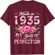 91 Year Old Made in 1935 Floral 91st Birthday Women T-Shirt - T-Shirt | Maroon
