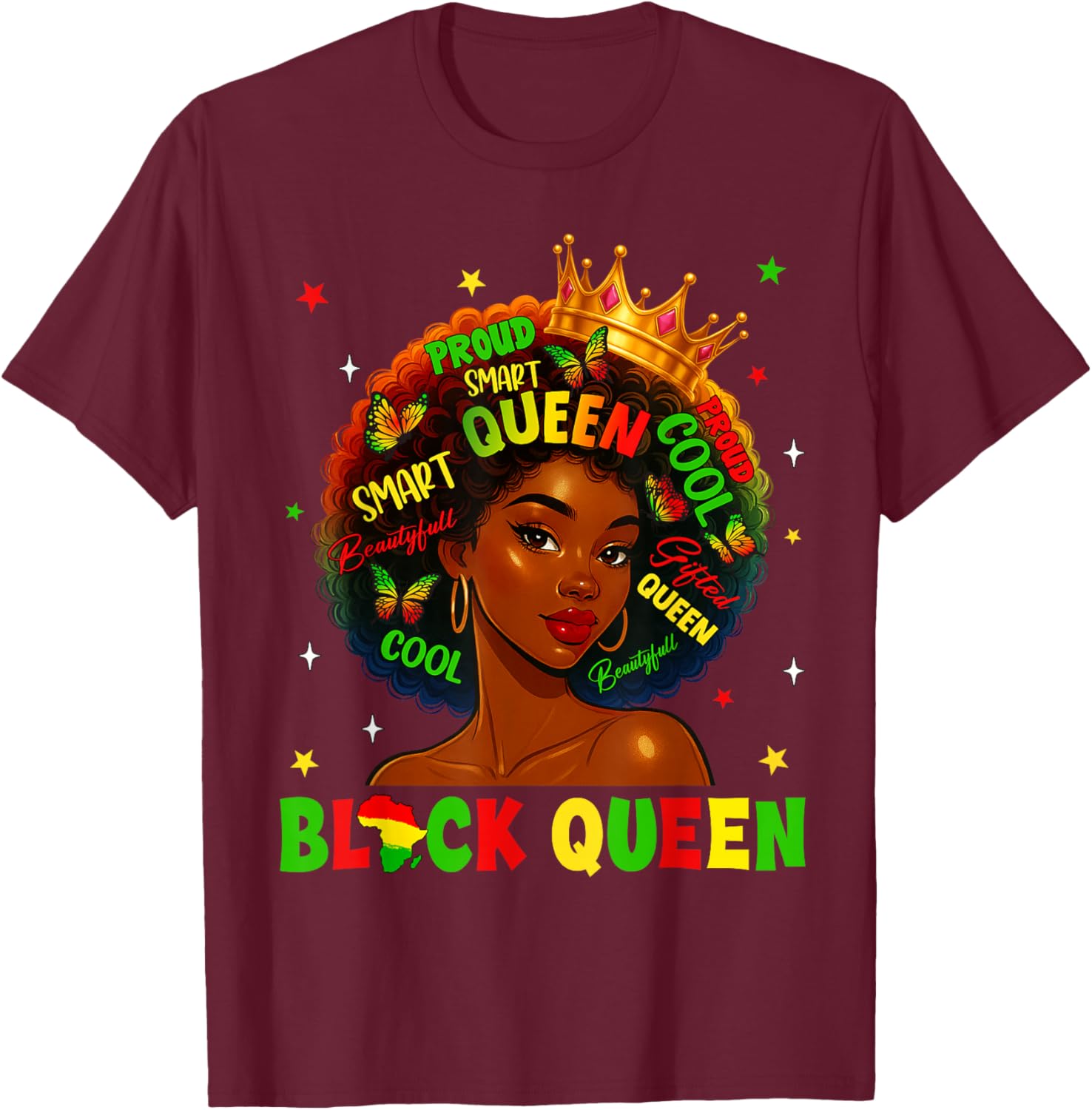 Black History Queen Black History Month Women African T-Shirt - T-Shirt | Maroon
