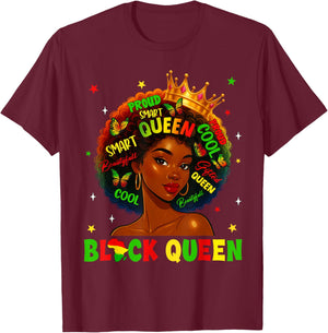 Black History Queen Black History Month Women African T-Shirt - T-Shirt | Maroon