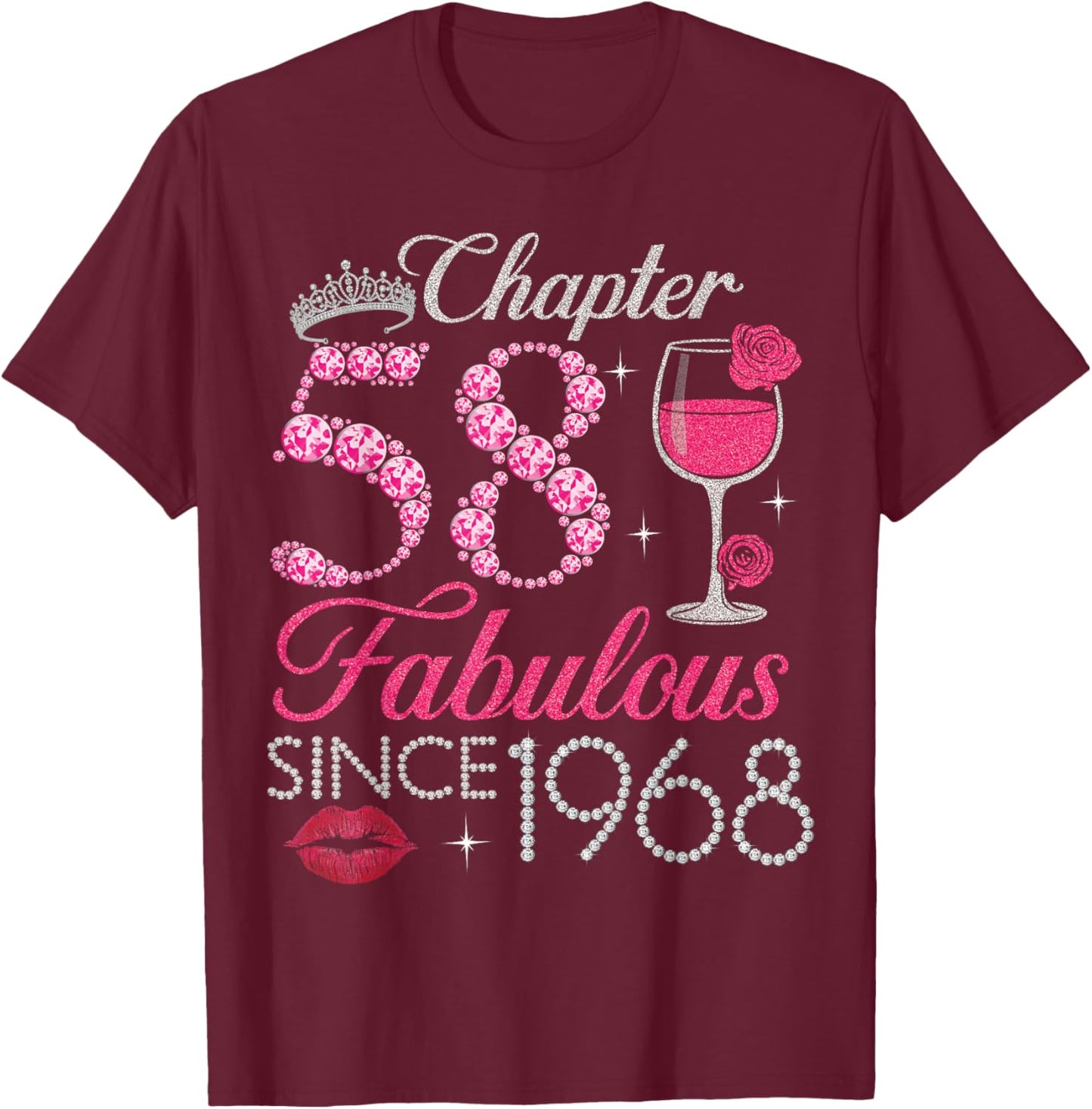Vintage Chapter 58 Fabulous Since 1968 Birthday Gifts T-Shirt - T-Shirt | Maroon