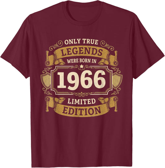 Vintage 1966 Limited Edition 60-Year-Old 60th Birthday T-Shirt - T-Shirt | Maroon
