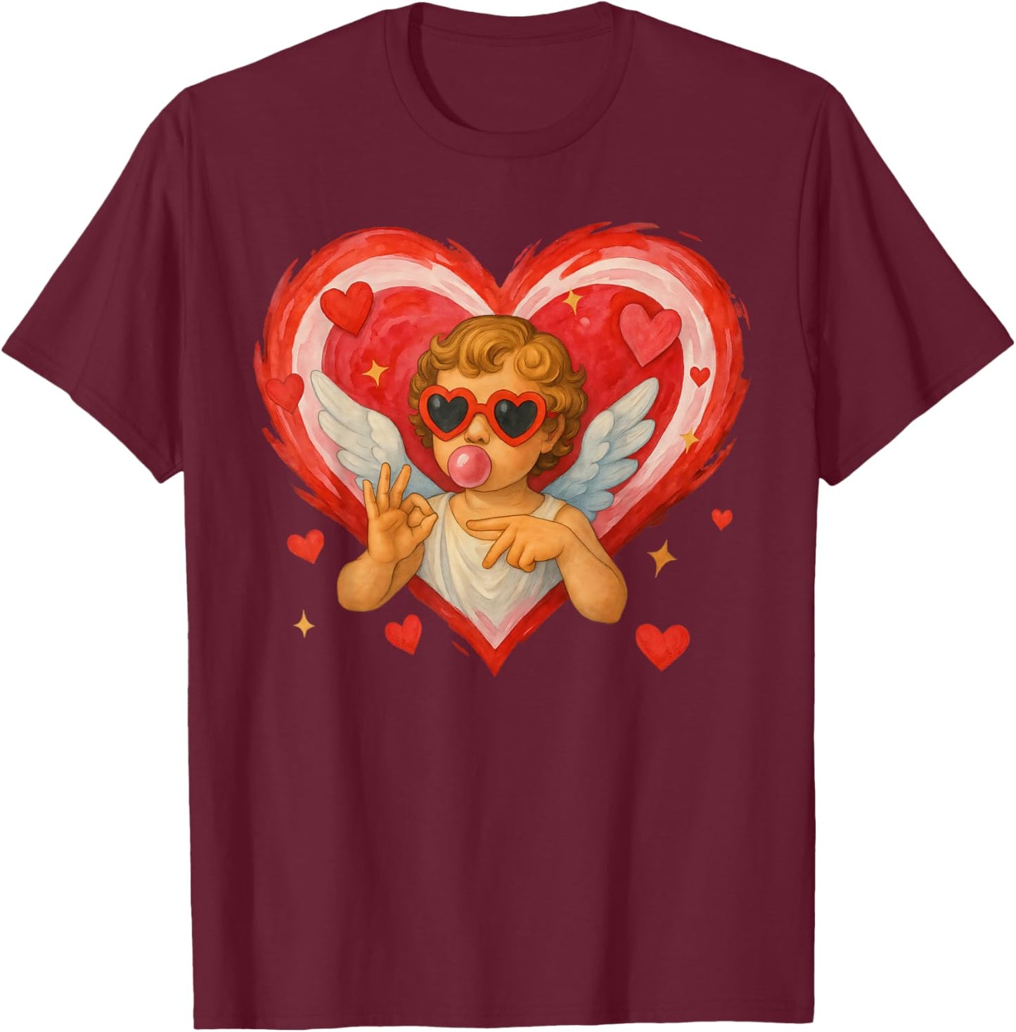 Funny 6 7 Meme Heart Cupid Says Six Seven 67 Valentine’s Day T-Shirt - T-Shirt | Maroon