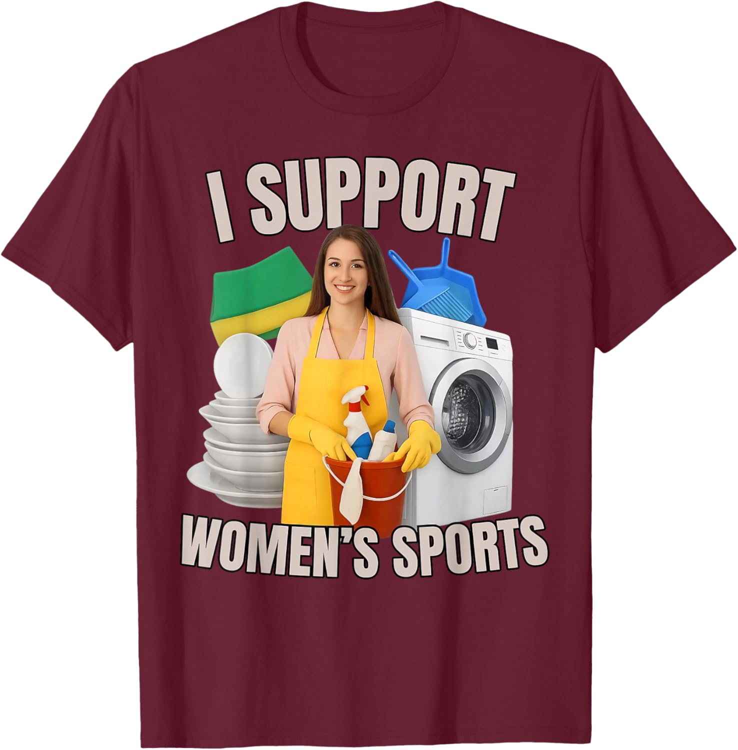 I Support Women's Sports Unwearable Aduld Humor Bootleg T-Shirt - T-Shirt | Maroon