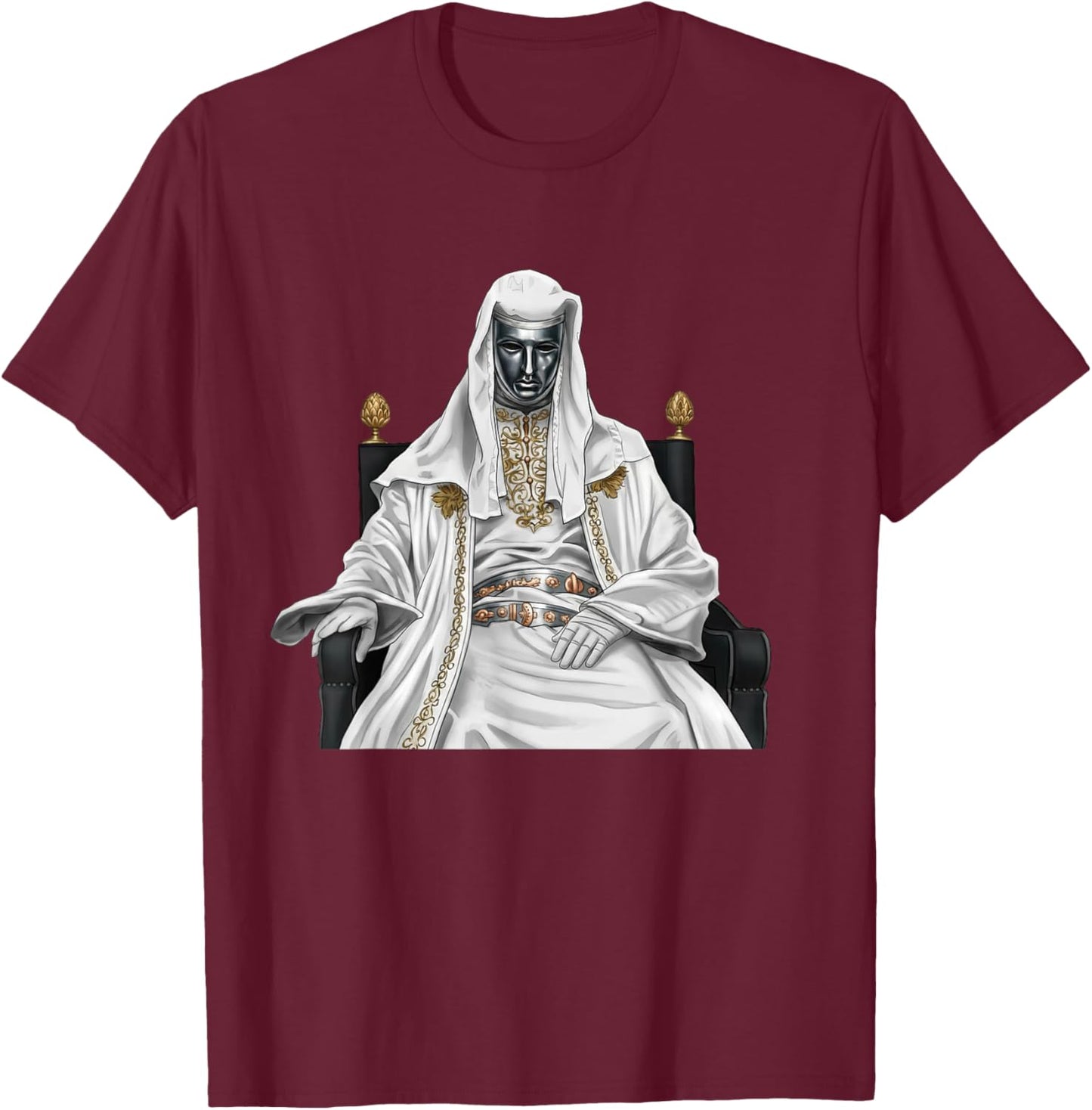 Silver Mask King Baldwin Meme T-Shirt - T-Shirt | Maroon