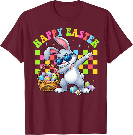 Funny Dabbing Bunny Easter Happy Easter for Boys Girls Adult T-Shirt - T-Shirt | Maroon