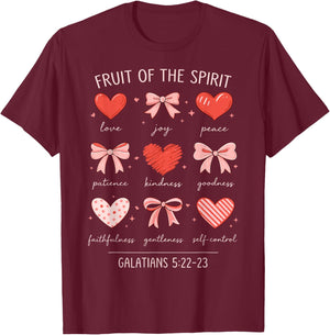 Christian Valentine Fruit of The Spirit Galatians 5:22-23 T-Shirt - T-Shirt | Maroon