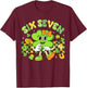 Funny Meme 6 7 St Patricks Day Six Seven Shamrock Girls Kids T-Shirt - T-Shirt | Maroon