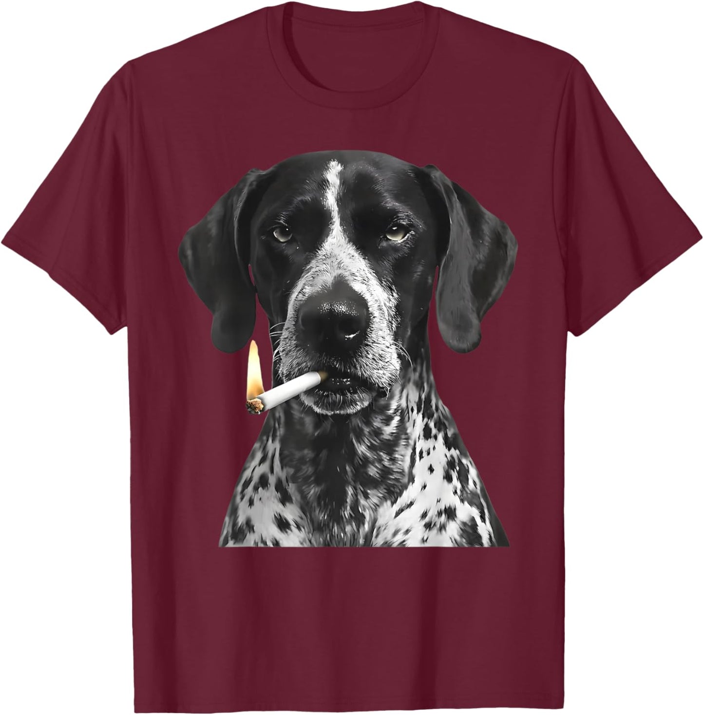 Cool German Shorthaired Pointer Smoking GSP Graphic Dog Mom T-Shirt - T-Shirt | Maroon