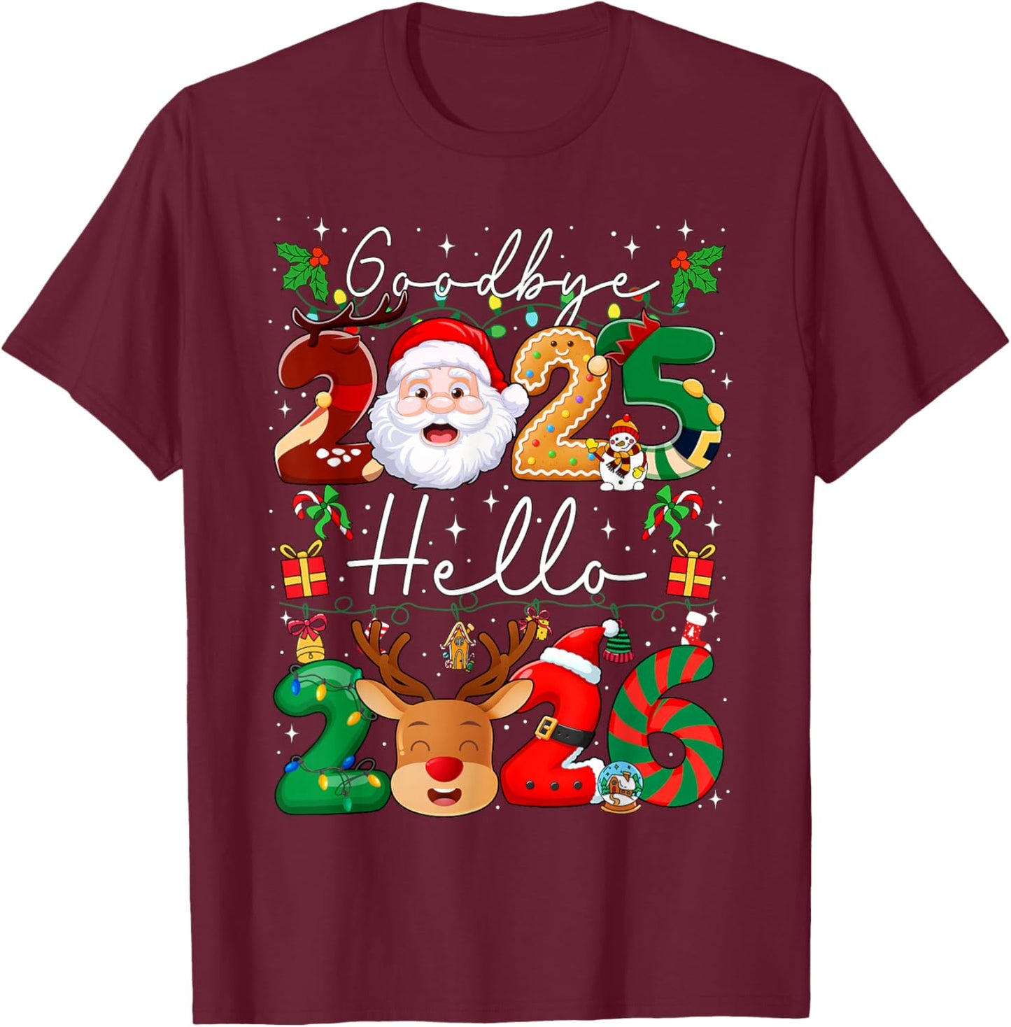 Goodbye 2025 Hello 2026 Happy New Year's Eve Christmas Men T-Shirt - T-Shirt | Maroon