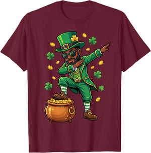 St Patricks Day Dabbing Leprechaun Boys Girls Men Dab T-Shirt - T-Shirt | Maroon
