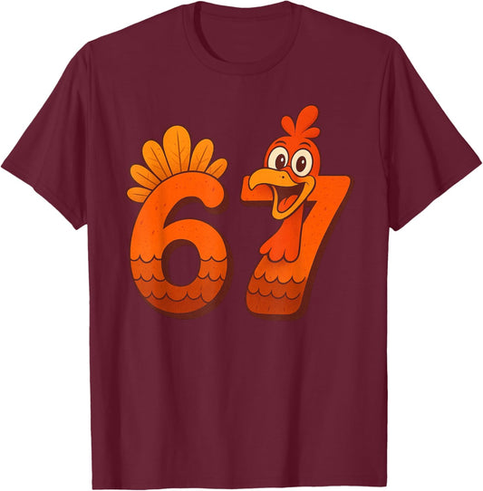 67 Meme Humor Funny 6-7 Thanksgiving Turkey Six Seven Joke T-Shirt - T-Shirt | Maroon