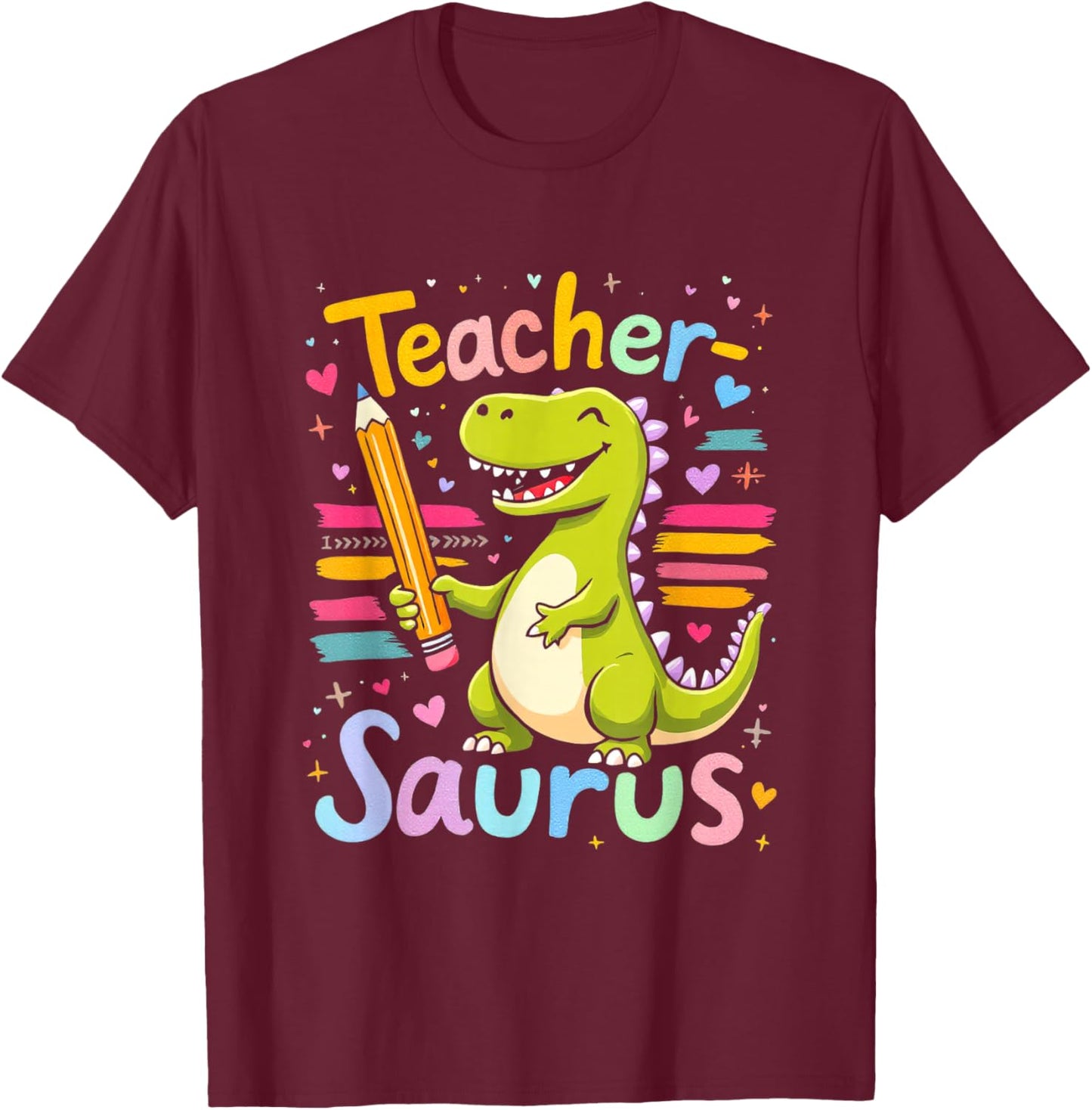 Teacher-Saurus Teacher Dinosaur T-Shirt - T-Shirt | Maroon