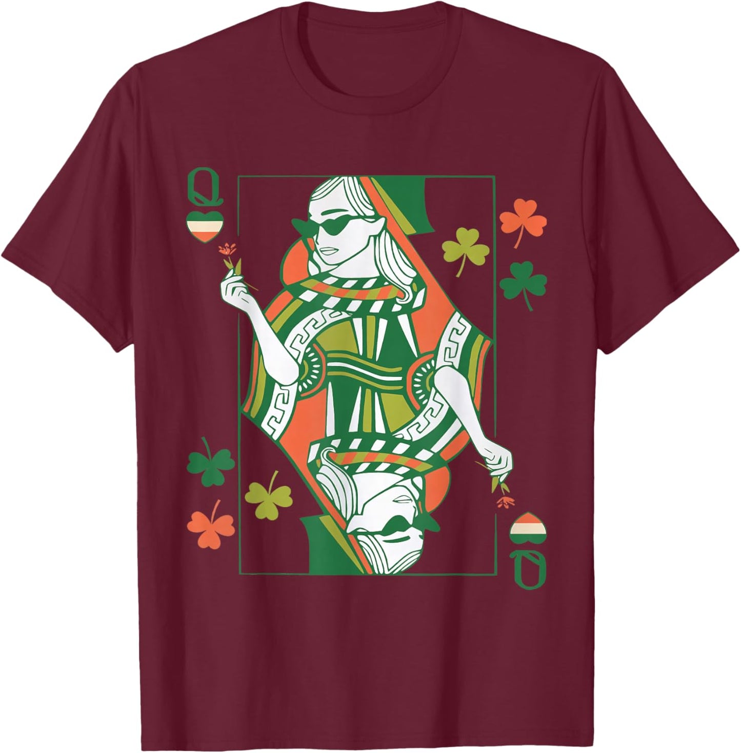 Queen of Shamrocks St Patricks Day Ireland Pride Women Girls T-Shirt - T-Shirt | Maroon