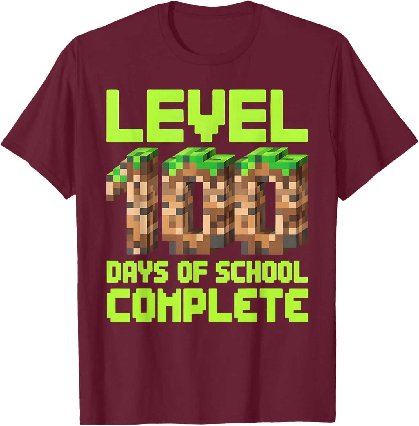 Level 100 Days of School Complete Video Gamer Boys 100th Day T-Shirt - T-Shirt | Maroon