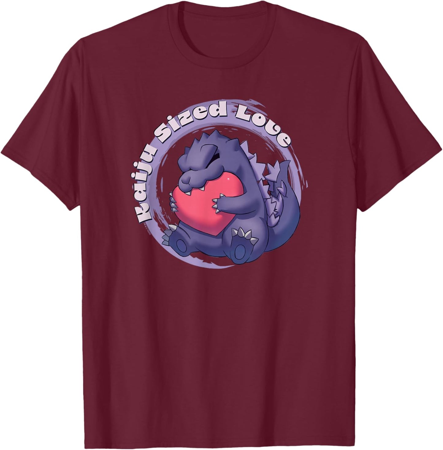 Godzilla Kaiju Sized Love Cute Cuddly Heart Valentine's Day T-Shirt - T-Shirt | Maroon