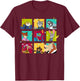Disney Zootopia 2 Illustrated Characters Grid T-Shirt - T-Shirt | Maroon