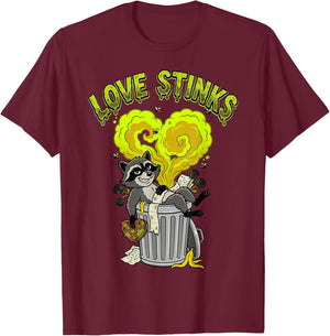 Love Stinks Raccoon Anti Valentine T-Shirt - T-Shirt | Maroon