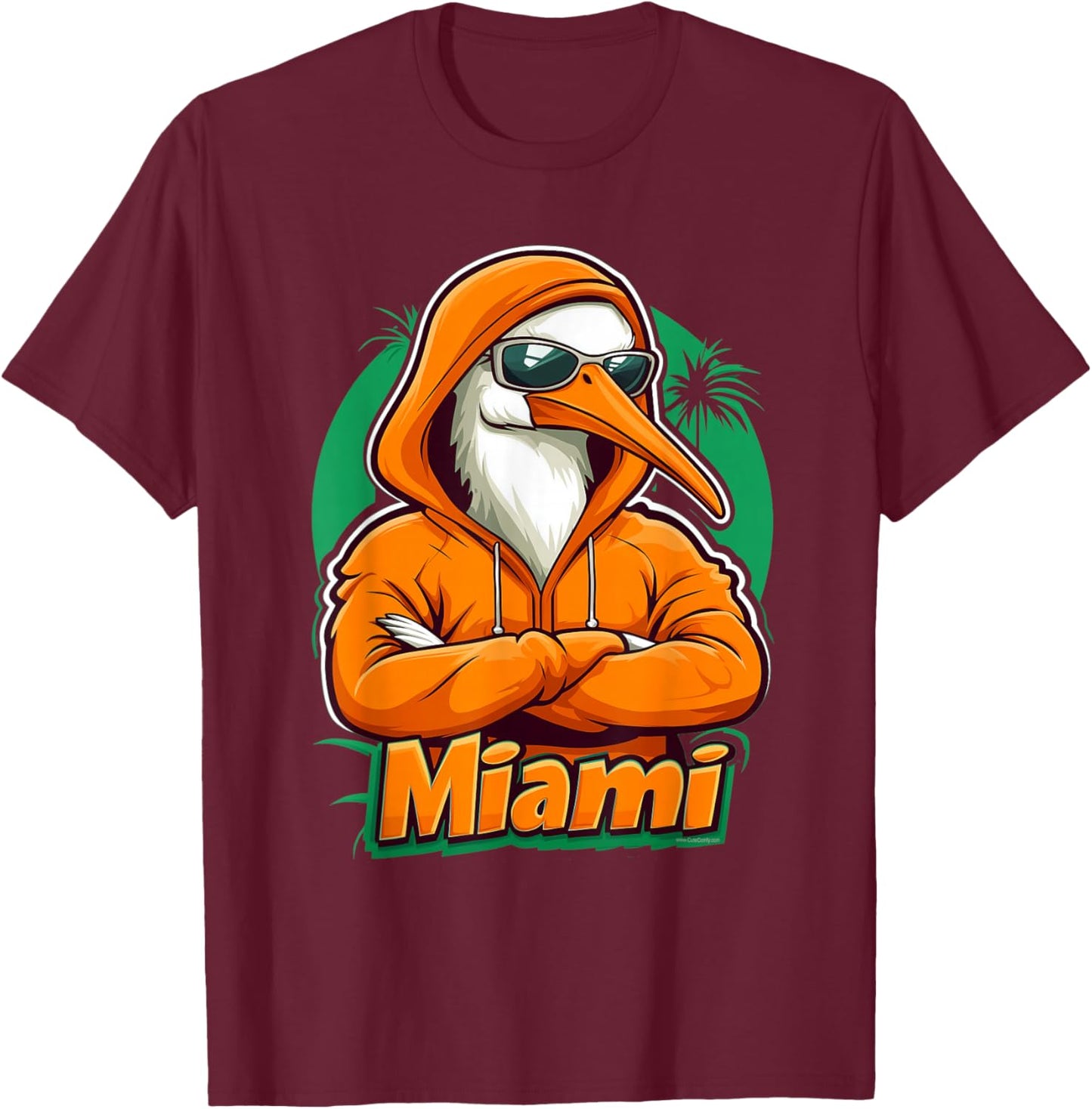Miami Florida White Ibis Retro Cool Souvenir Men Women Kid T-Shirt - T-Shirt | Maroon