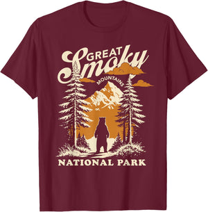 Great Smoky Mountains National Park Bear T-Shirt - T-Shirt | Maroon
