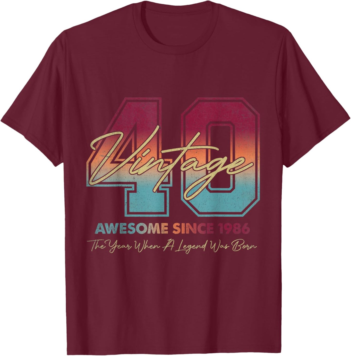 Vintage 40th Birthday Since 1986 Limited Edition 40 Year Old T-Shirt - T-Shirt | Maroon