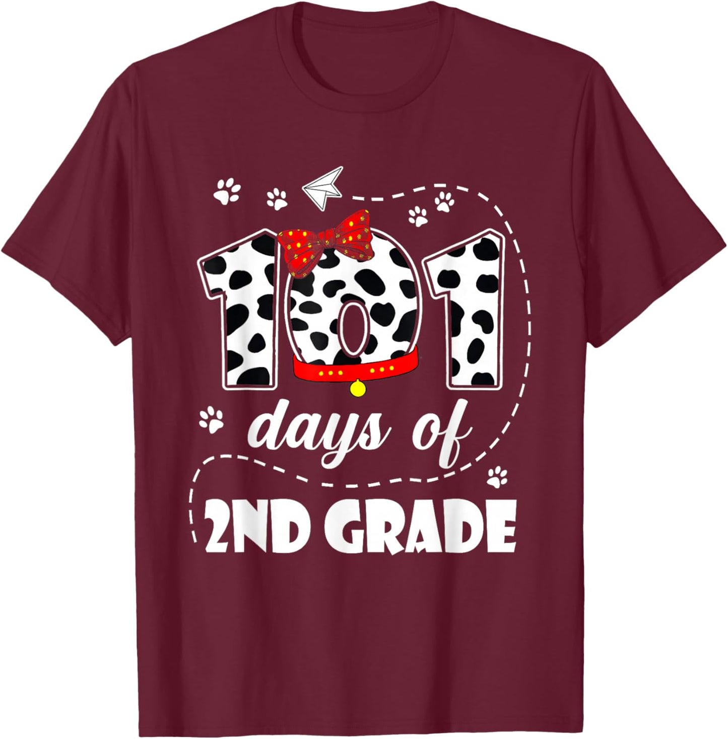 101 Days of 2nd Grade 100 Days of School Kids Teacher T-Shirt - T-Shirt | Maroon