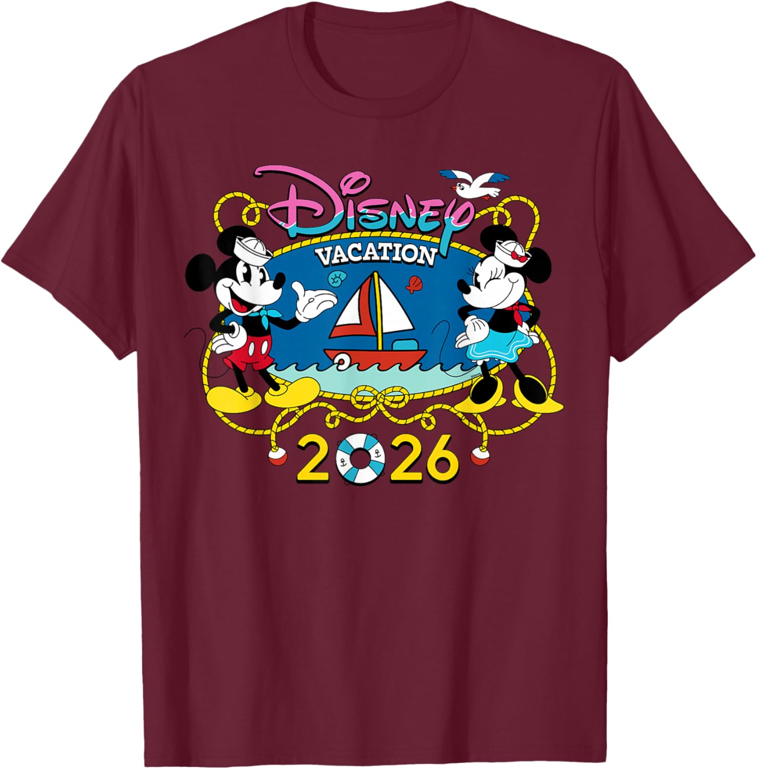 Disney Cruise Mickey & Minnie Group Vacation 2026 Matching T-Shirt - T-Shirt | Maroon