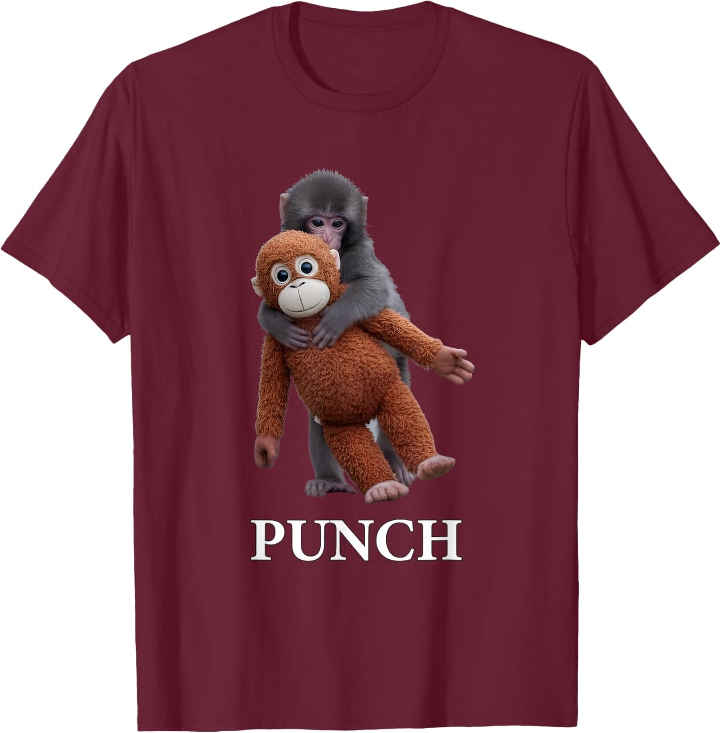 Cute Punch Baby Monkey T-Shirt - T-Shirt | Maroon