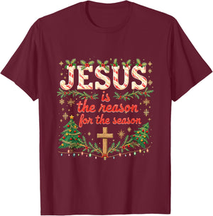 Jesus is The Reason for Season Xmas Christian Christmas T-Shirt - T-Shirt | Maroon