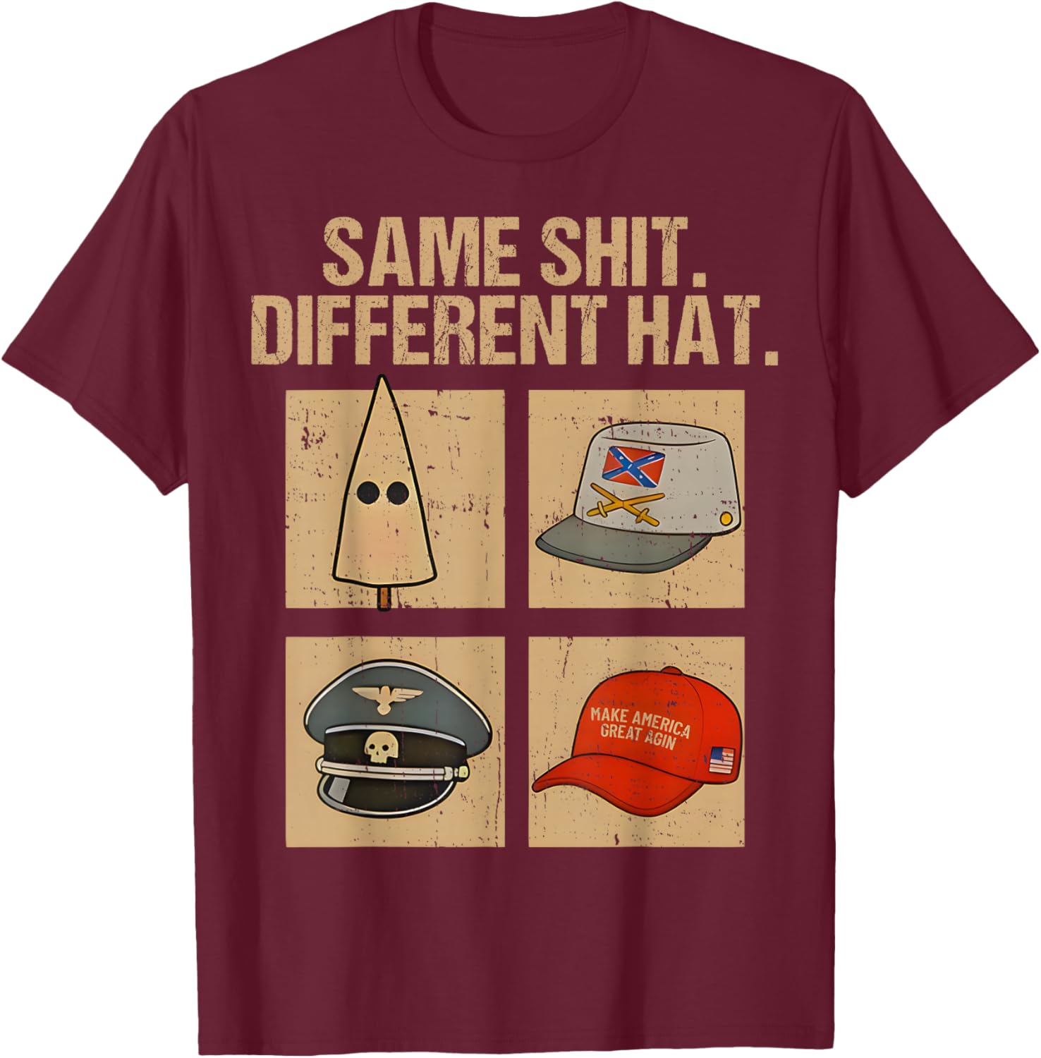 Same Shit Different Hat Retro Vintage Funny Women T-Shirt - T-Shirt | Maroon