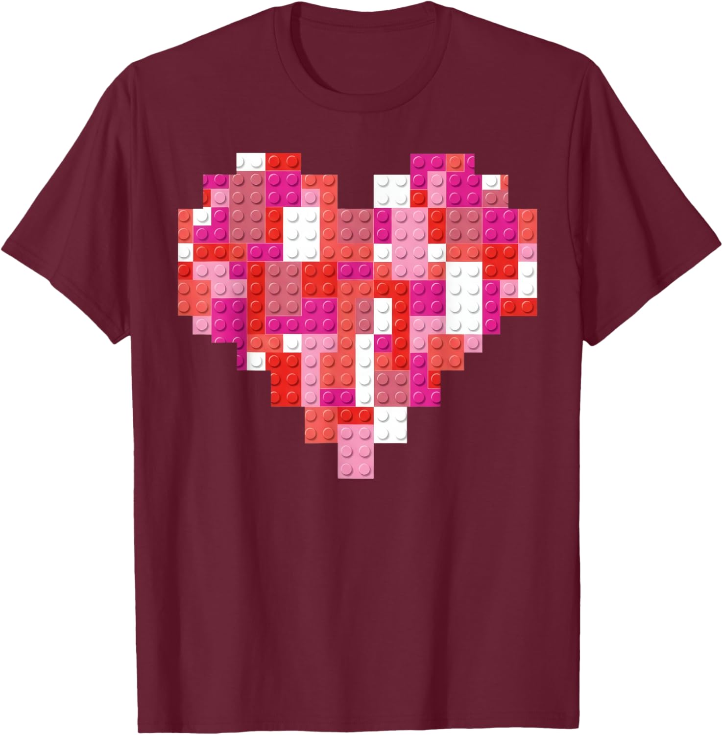 Valentines Day Heart Blocks Bricks Boys Toddles Valentine T-Shirt - T-Shirt | Maroon