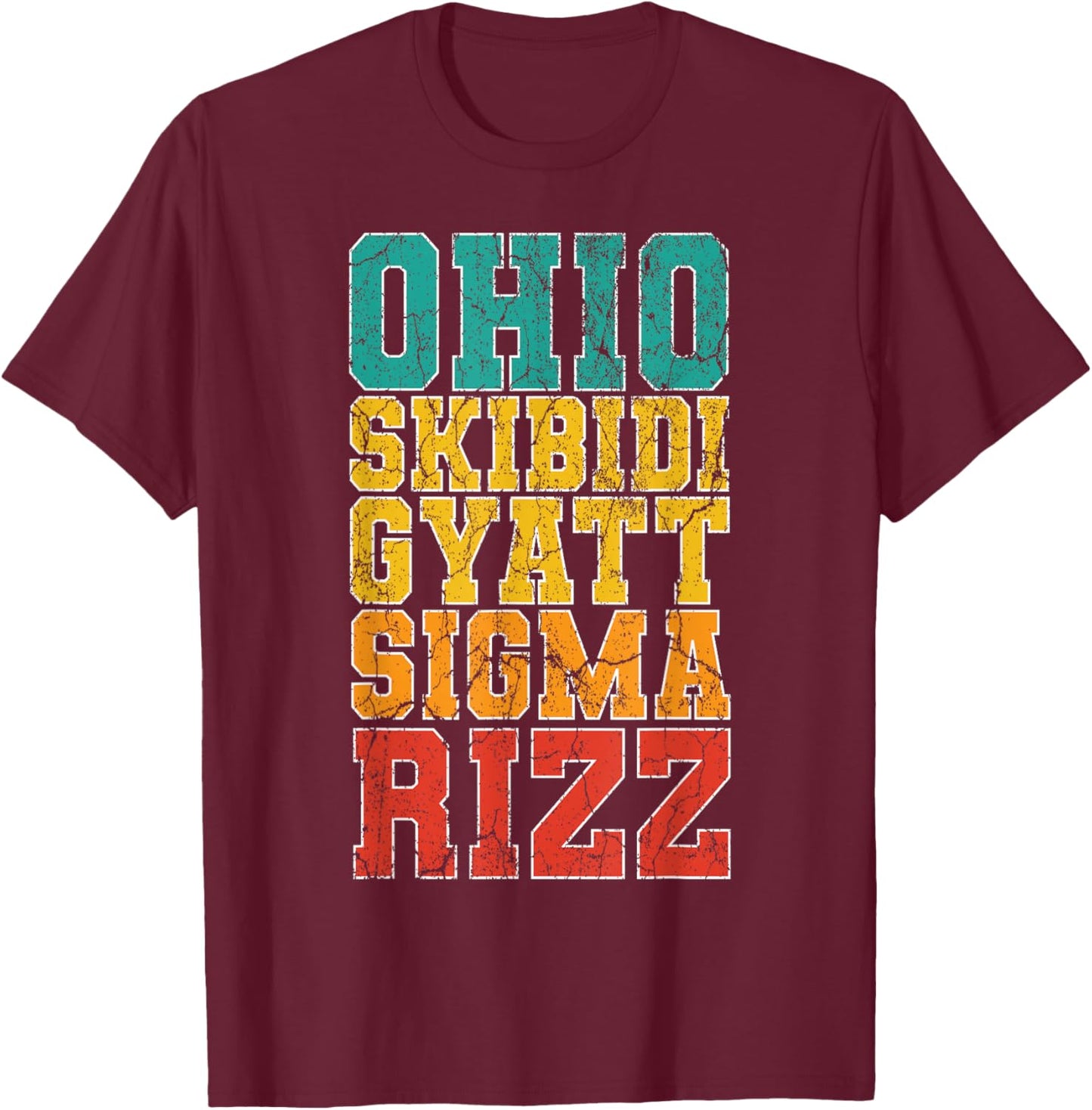 Vintage Skibidi Rizz Ohio Sigma Funny Rizzler Gifts Graffiti T-Shirt - T-Shirt | Maroon