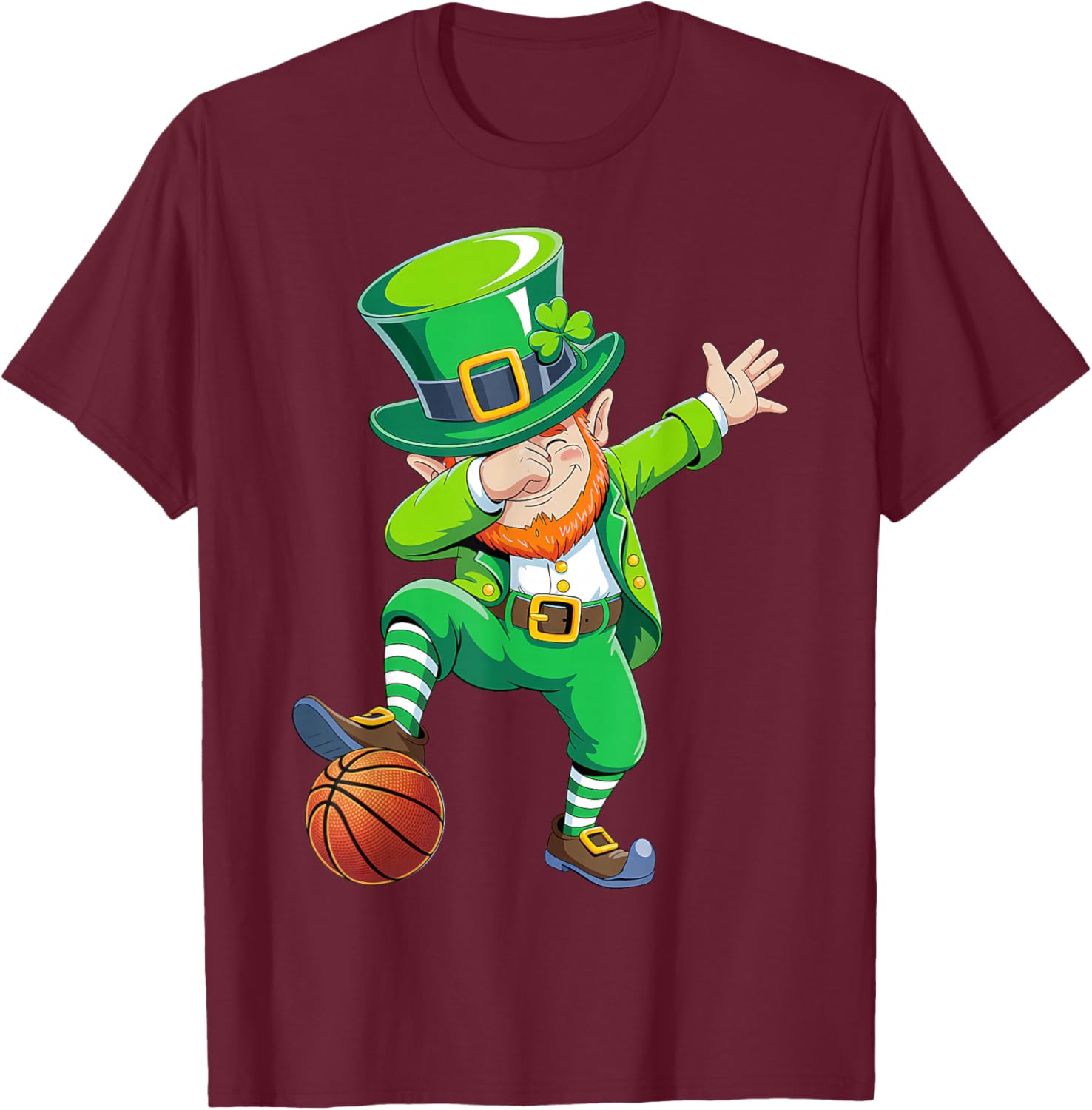 Dabbing Leprechaun Basketball St Patricks Day Boys Men Sport T-Shirt - T-Shirt | Maroon