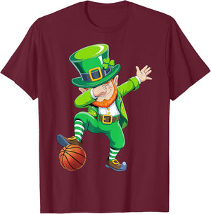 Dabbing Leprechaun Basketball St Patricks Day Boys Men Sport T-Shirt - T-Shirt | Maroon