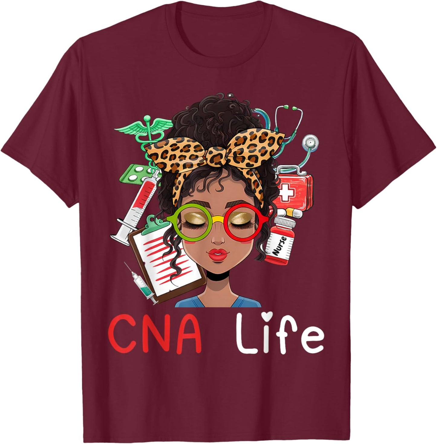 CNA Nurse Black History Month African American T-Shirt - T-Shirt | Maroon