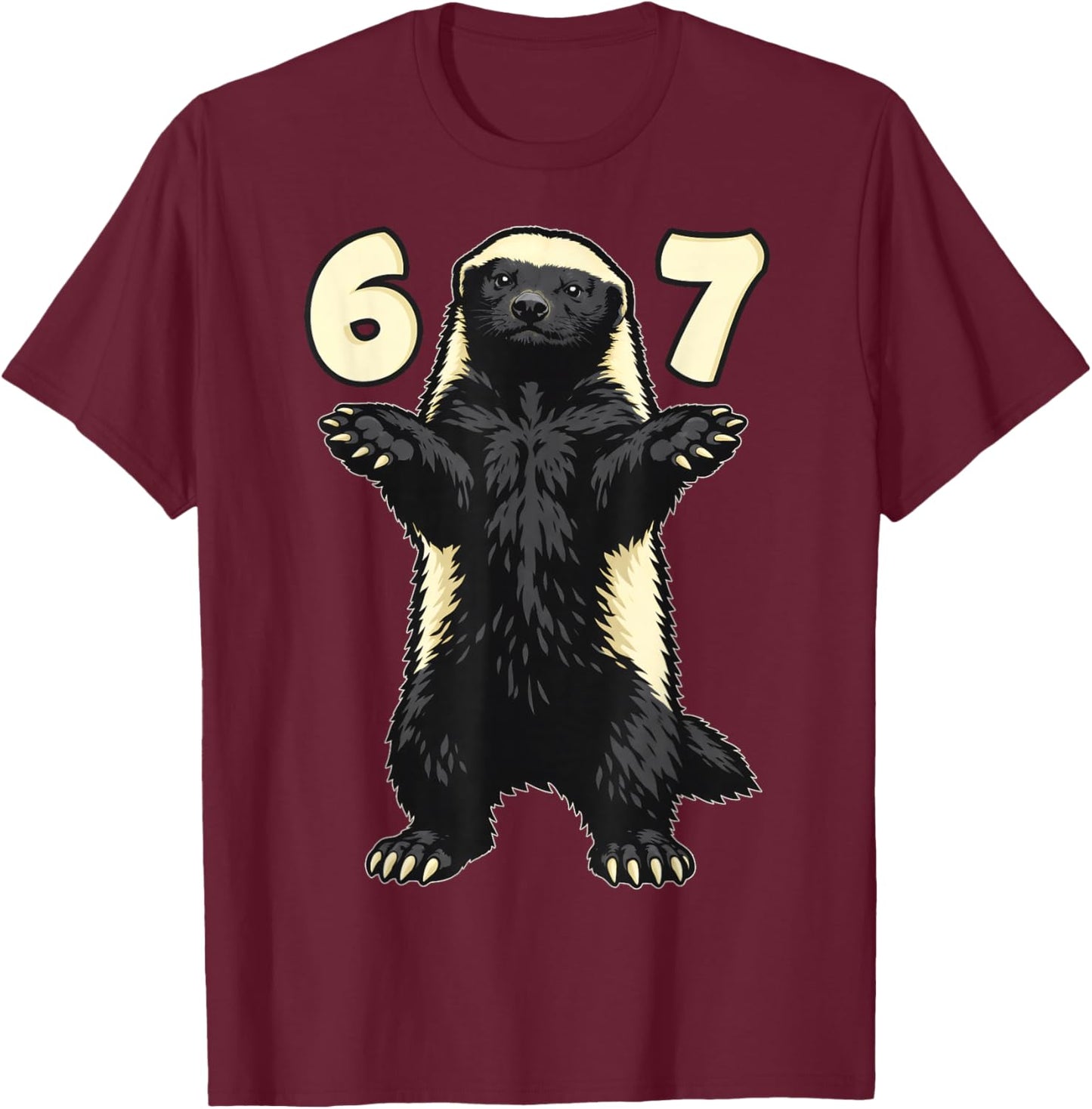 Honey Badger 67 Hand Motion Meme Kids Teens Young Adults T-Shirt - T-Shirt | Maroon