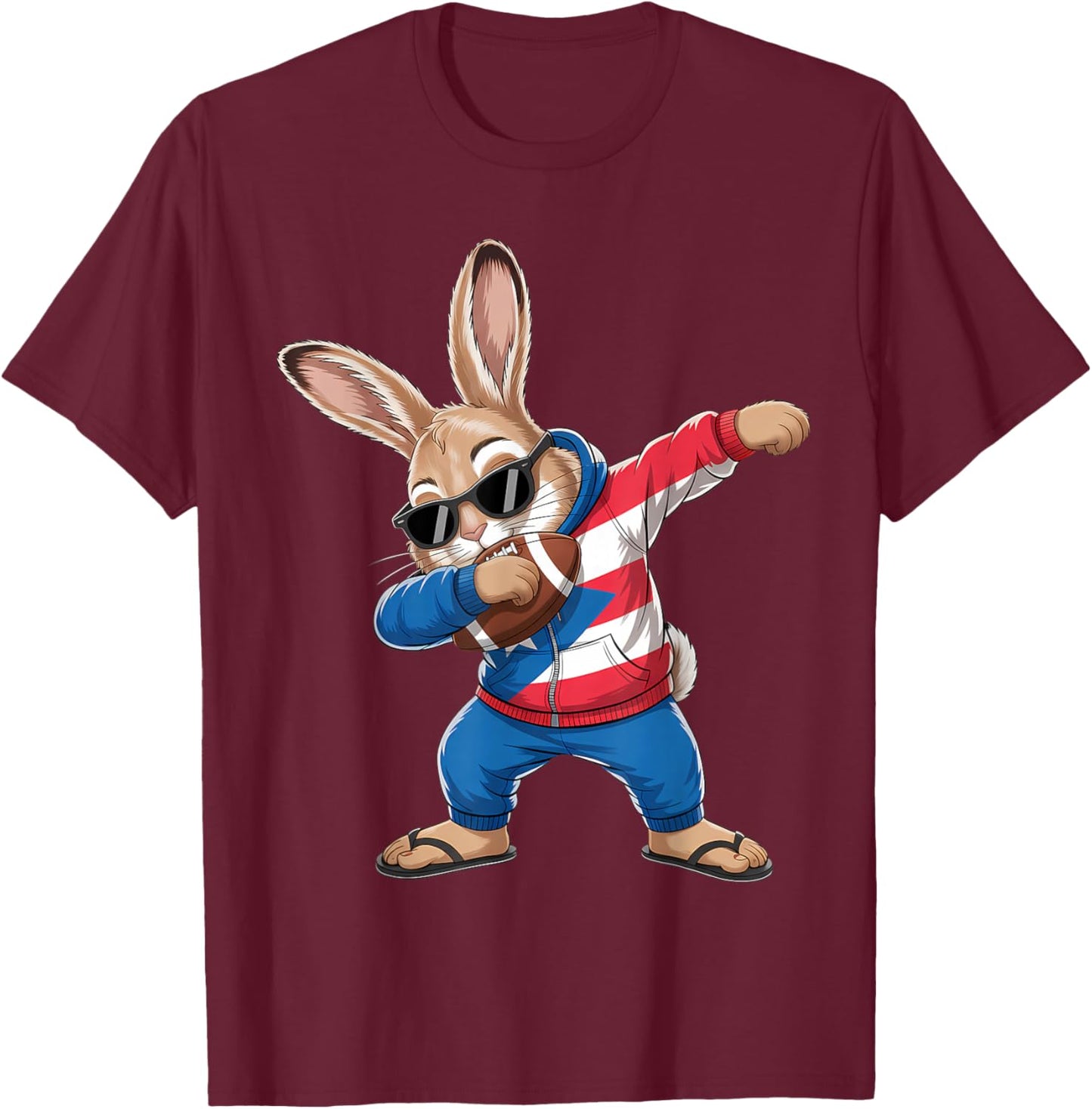 Puerto Rico Flag Rabbit Puerto Rican Bunny T-Shirt - T-Shirt | Maroon