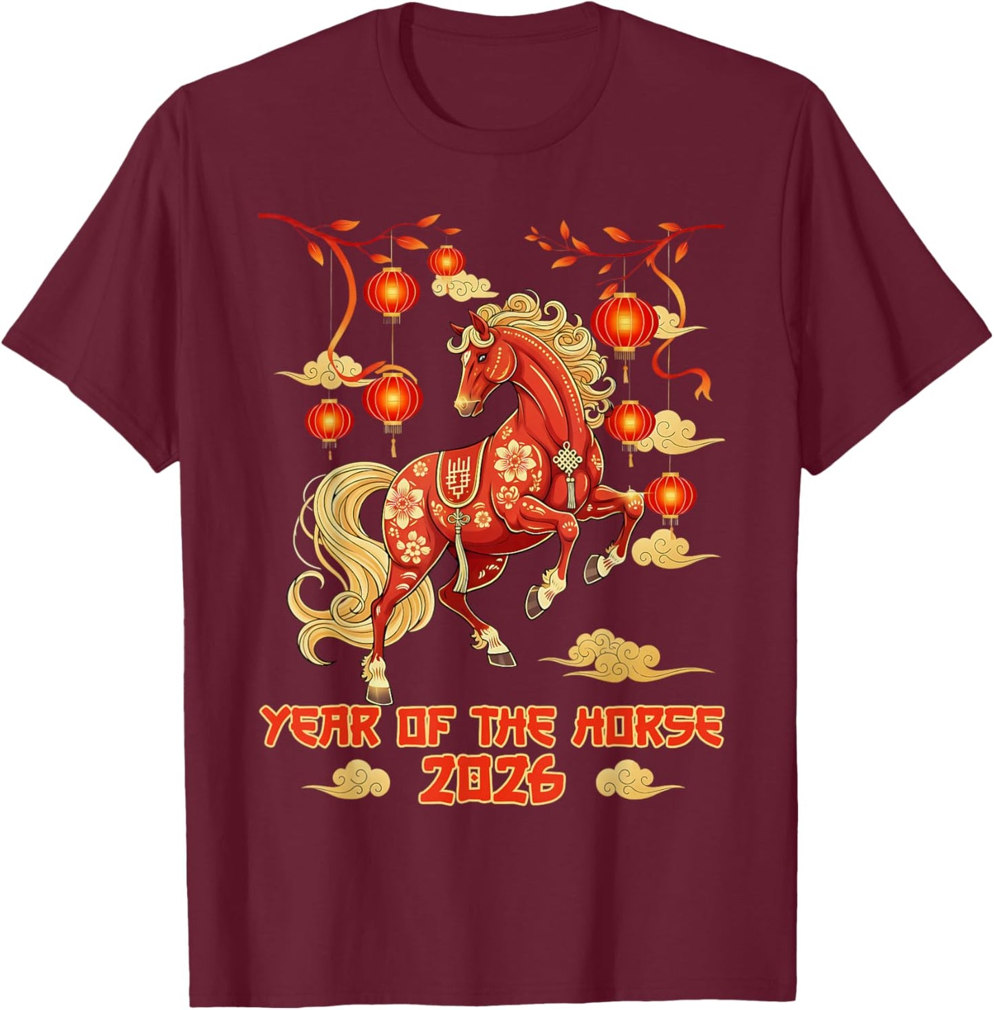 Happy Chinese New Year 2026 Year of The Horse T-Shirt - T-Shirt | Maroon