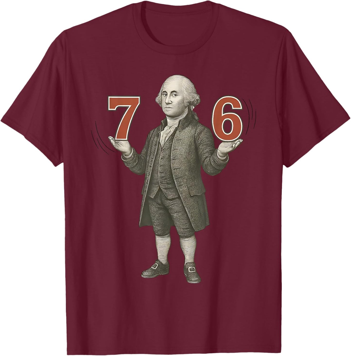 Funny 67 Six Seven Gen Alpha Slang Founding Father T-Shirt - T-Shirt | Maroon