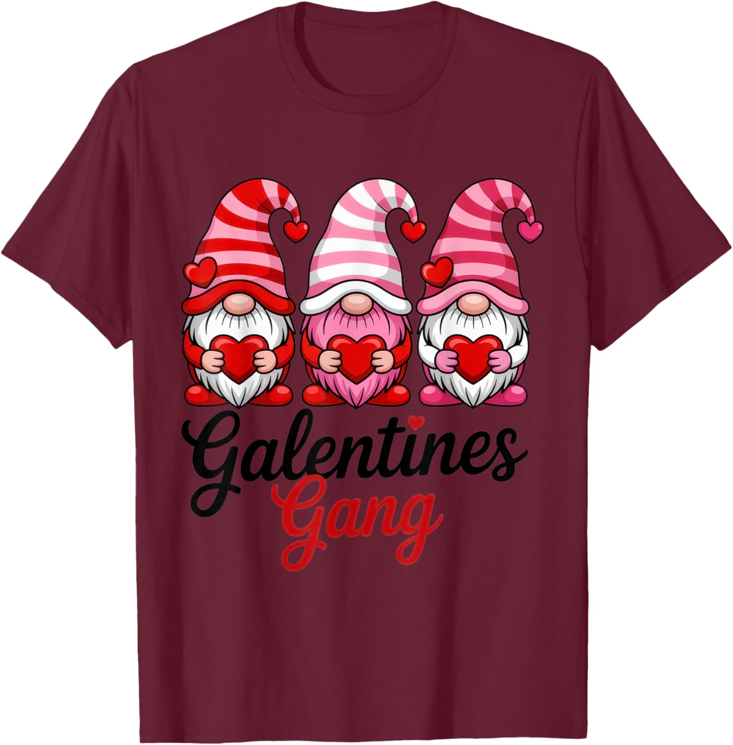 Galentines Gang Funny Valentine's Day Gnomes for Ladies T-Shirt - T-Shirt | Maroon