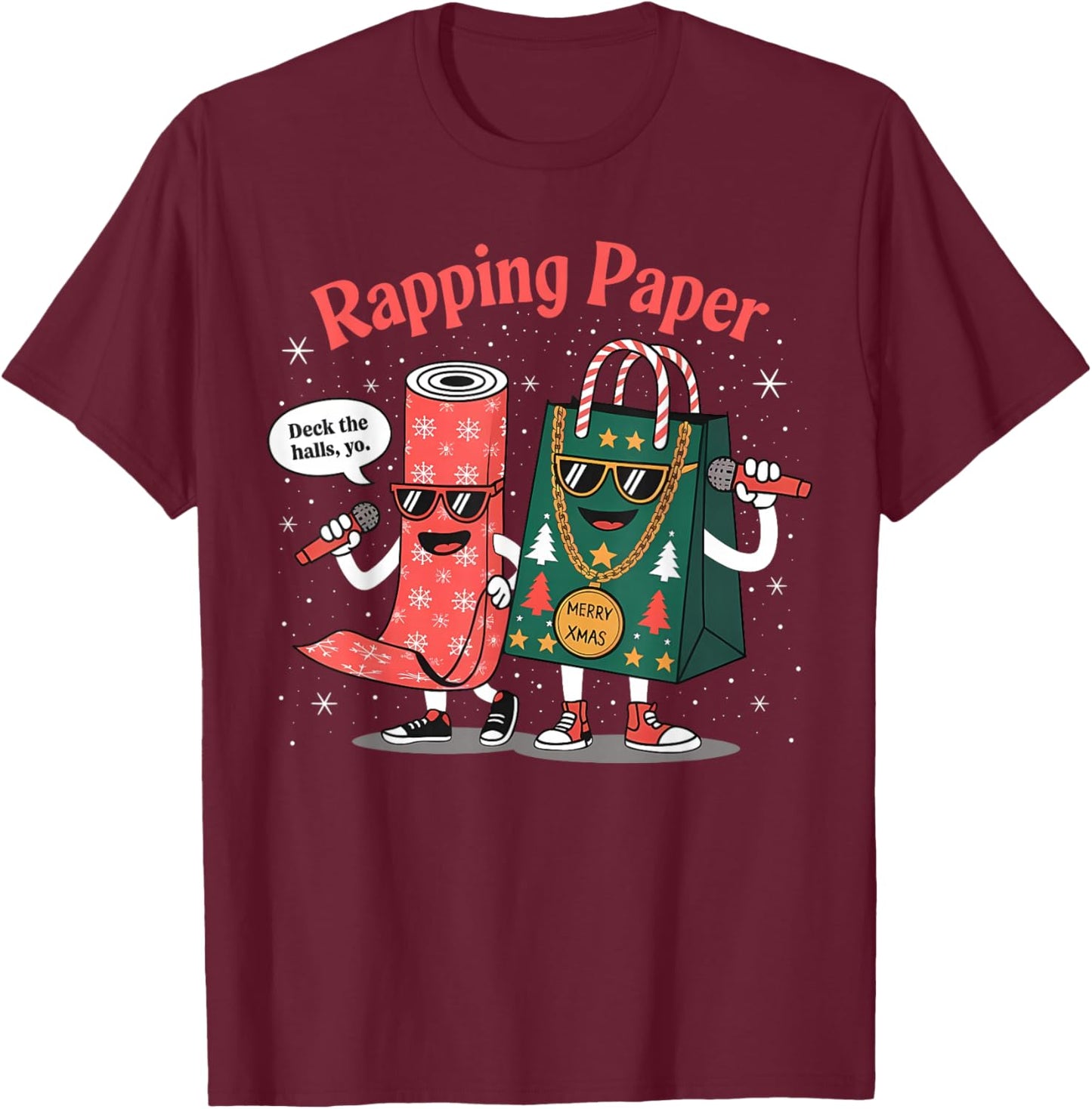 Funny Wrapping Rapping Paper Wrap Music Rap PJ T-Shirt - T-Shirt | Maroon