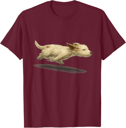 Cute Running Dog T-Shirt - T-Shirt | Maroon
