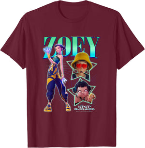 Kpop Demon Hunters Halloween Zoey Showcase Y2K Style Poster T-Shirt - T-Shirt | Maroon
