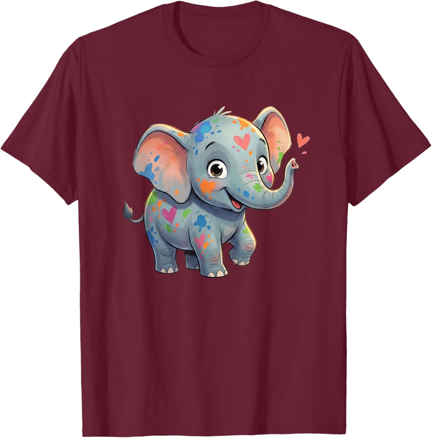 Cute Love Elephant for Kids Valentines Day T-Shirt - T-Shirt | Maroon
