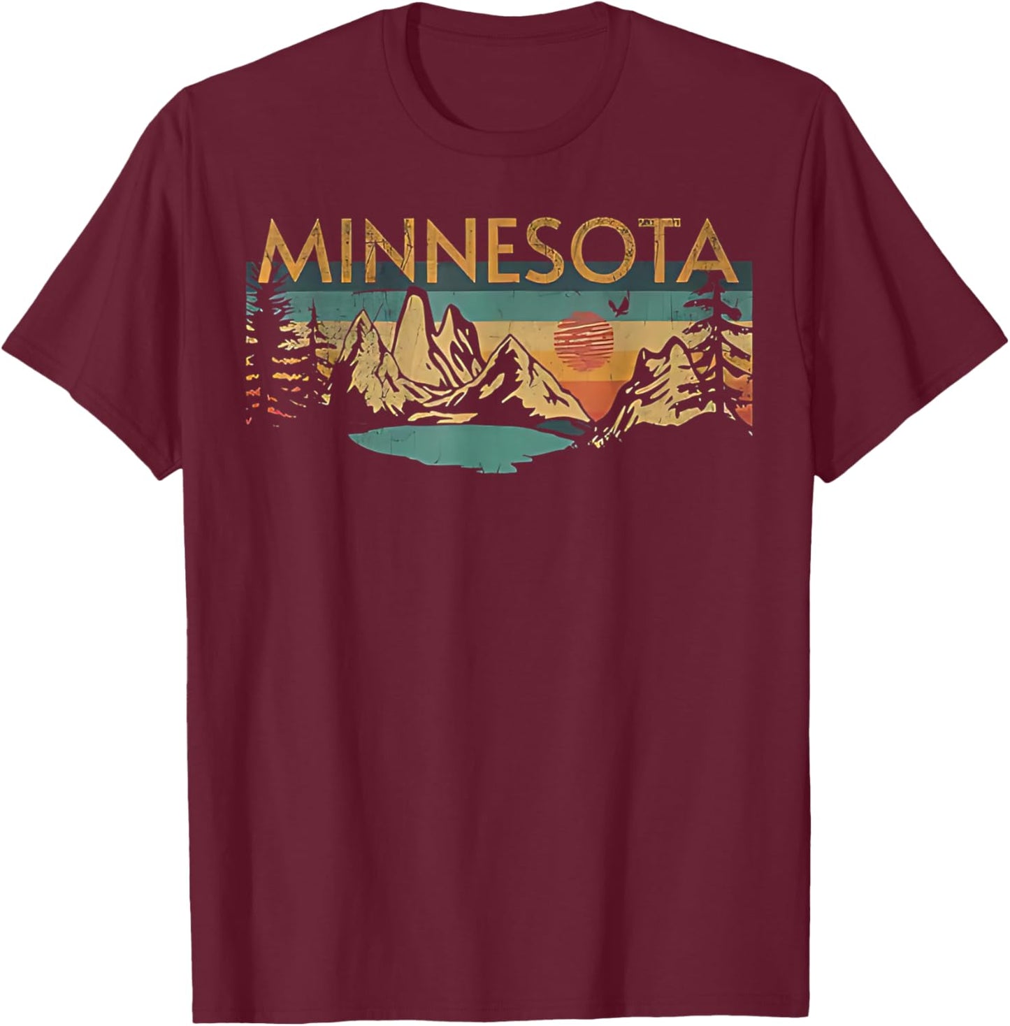 State of Minnesota - Minnesota Nature Retro Vintage T-Shirt - T-Shirt | Maroon