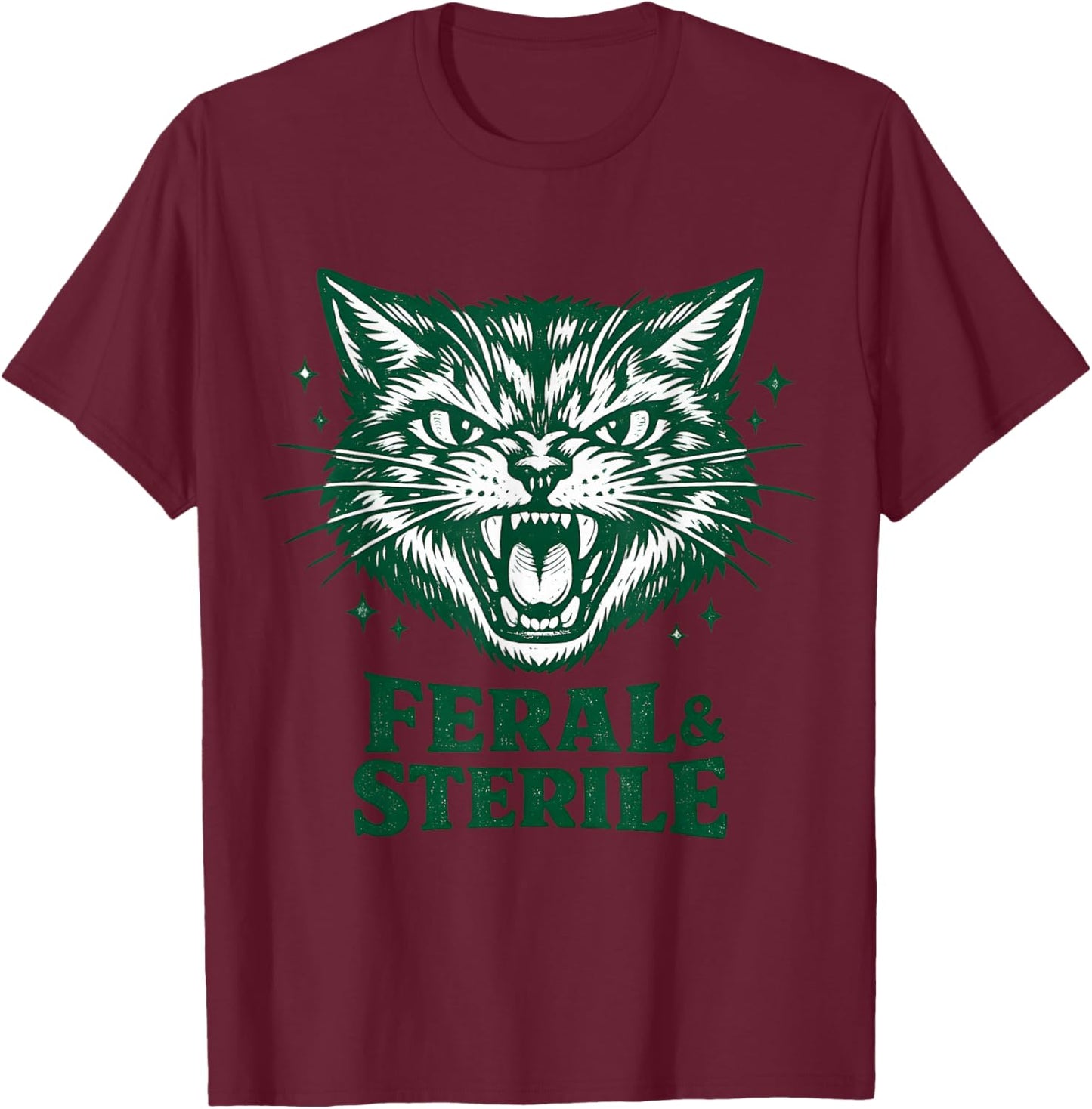 Feral & Sterile Retro Cat TNR Mom Funny Women Cat Lover T-Shirt - T-Shirt | Maroon