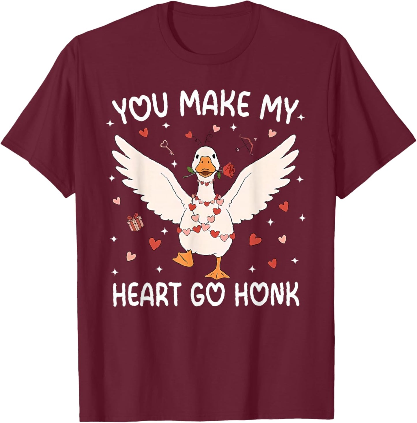 You Make My Heart Go Honk Valentine Goose T-Shirt - T-Shirt | Maroon