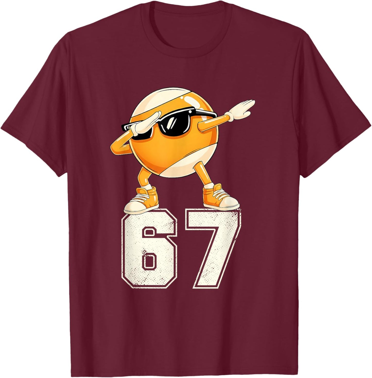 Six Seven Sunglasses Dabbing Pool Ball Billiards 67 Meme Boy T-Shirt - T-Shirt | Maroon