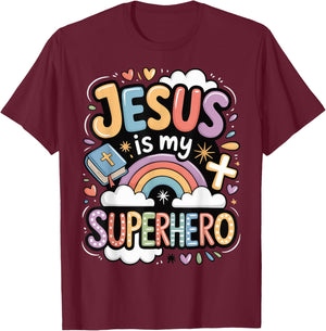 Jesus is My Superhero T-Shirt - T-Shirt | Maroon