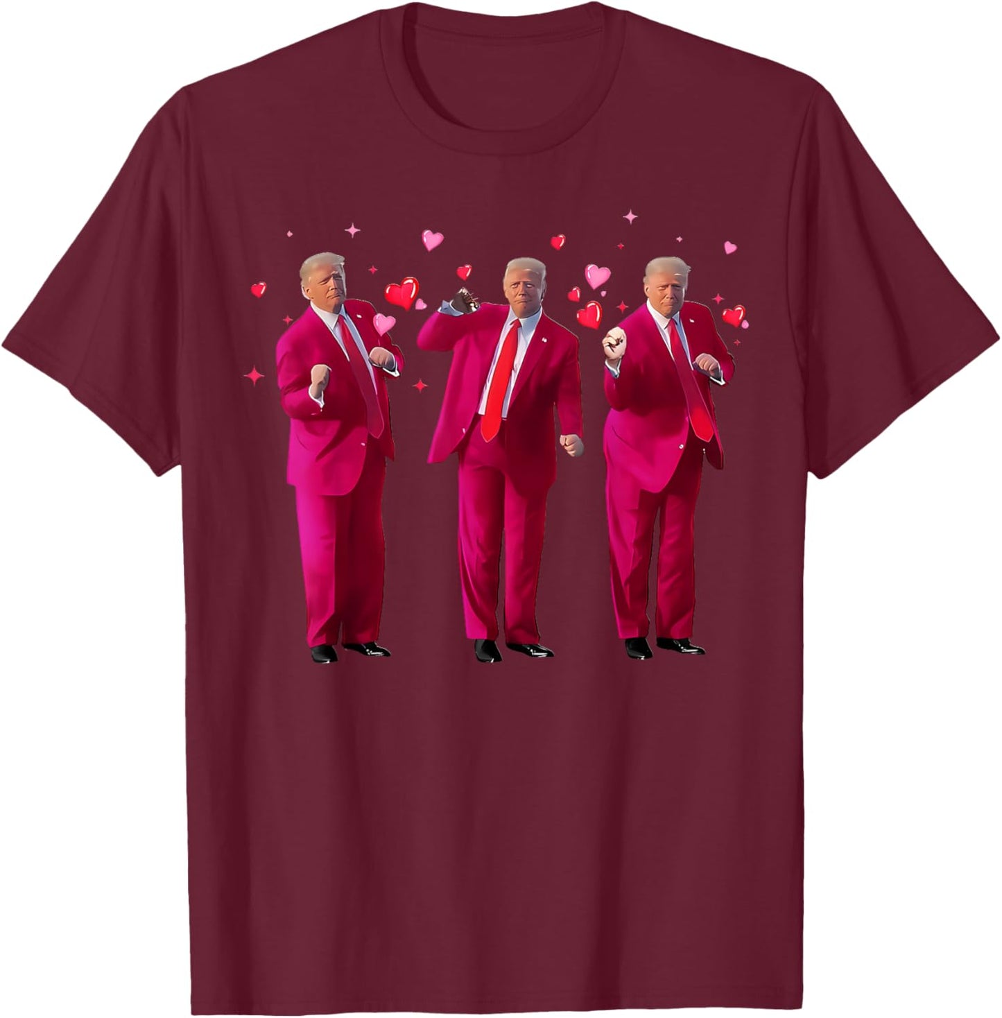 Funny President Trump Dancing Donald Trump Heart Valentine T-Shirt - T-Shirt | Maroon
