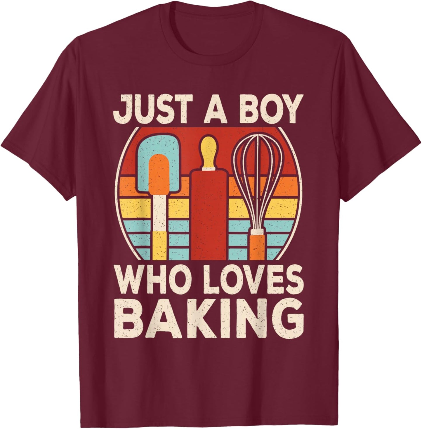 Just A Boy Who Loves Baking Bake Baker Boys Kids T-Shirt - T-Shirt | Maroon